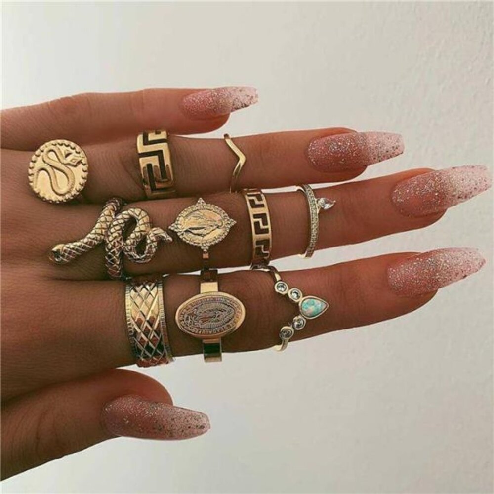 Gold Boho Ring Sets Vintage Stackable Knuckle Rin… - image 3